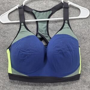 Victoria Sport Sports Bra Womens 34DDD Blue Molded Racerback Hook & Eye